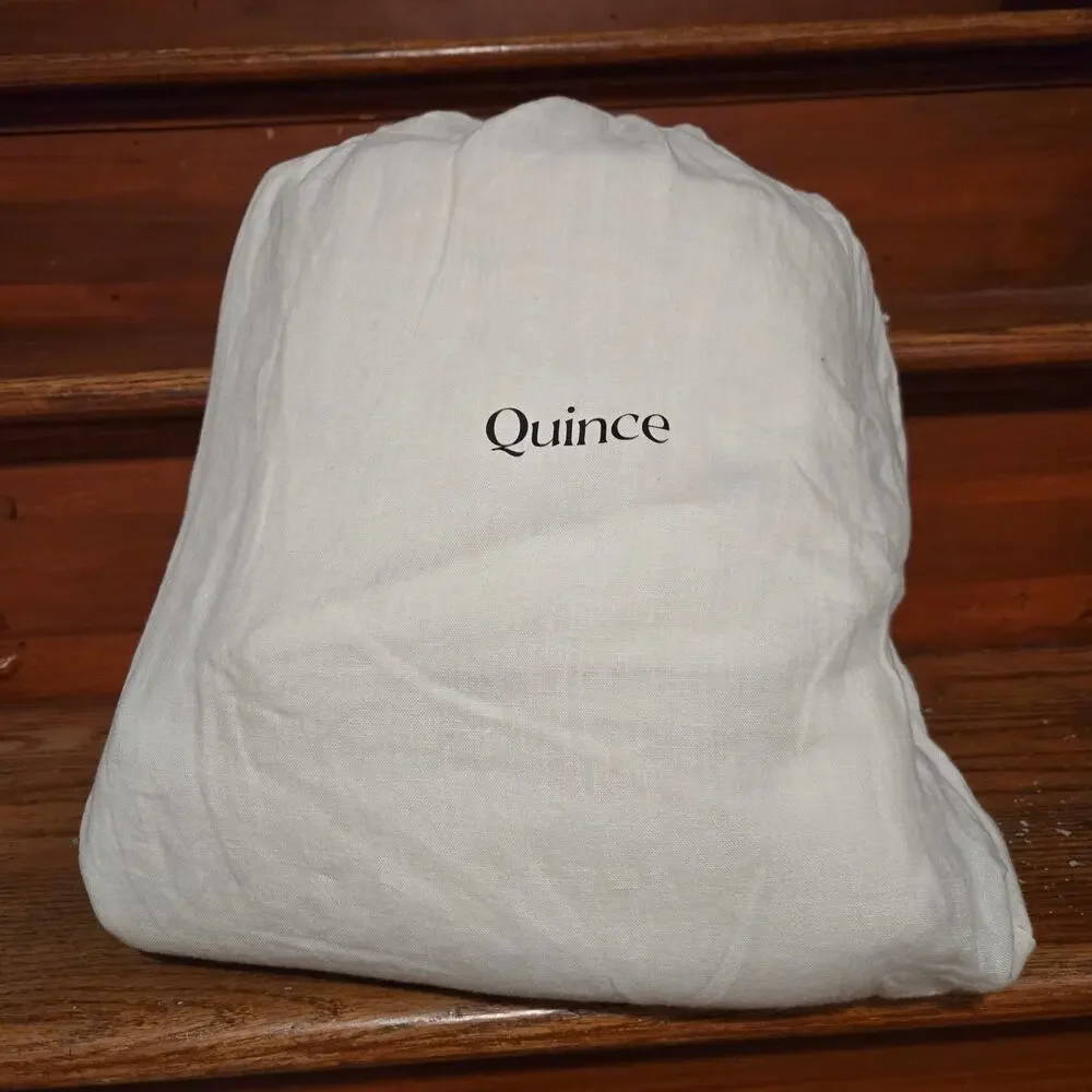 New Quince Linen Double Flange Duvet Cover Set Full Queen White 3pc 2 Shams